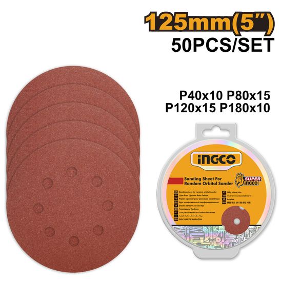 Sand Sheet Ran/orb 50pcs 125mm