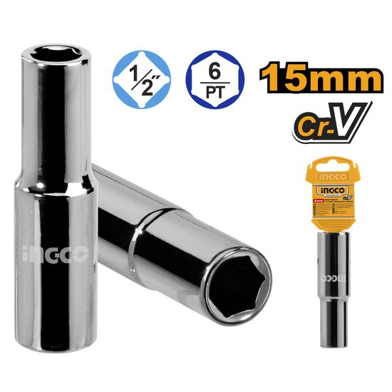 Socket Deep Hex 1/2dr 6pt 15mm