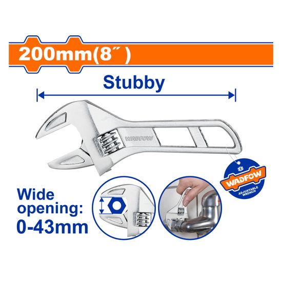 Wrench Adj Stubby D Forged 200mm