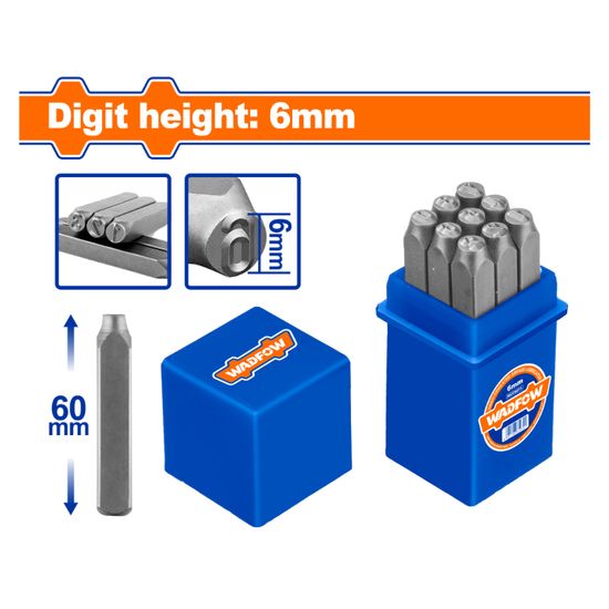 Punch Digit Set 0 9 6x60mm 9pcss