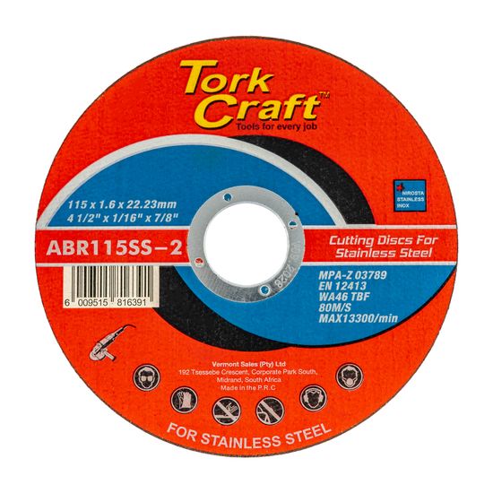 Cutting Disc Stainless Steel 115 X 1.6 X 22.22mm
