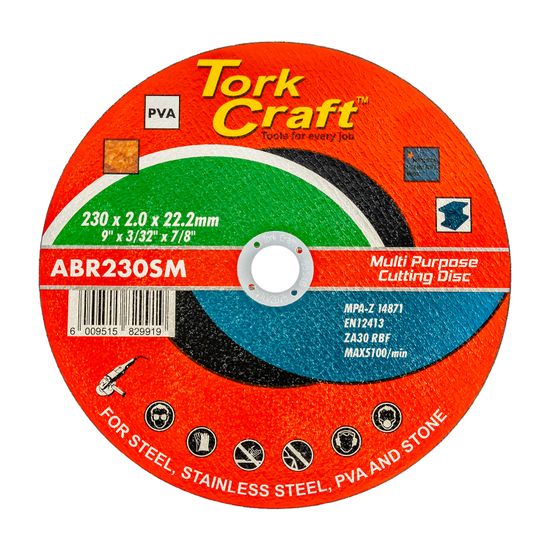 Cutting Disc Multi Purpose 230 X 2.0 X 22.2mm For Steel Ss Pva Stone