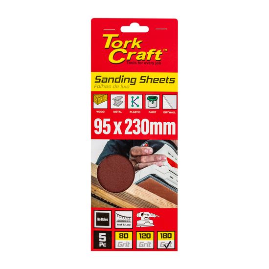 Sanding Sheet Orb 95 X 230mm 180gr Hook And Loop No Holes 5/pk