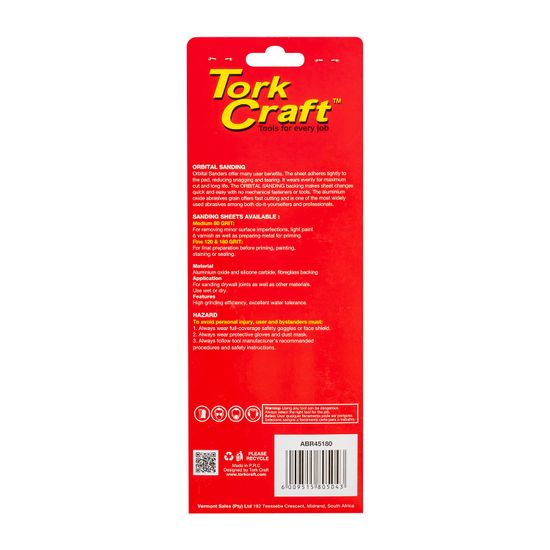 Sanding Sheet Orb 95 X 230mm 180gr Hook And Loop No Holes 5/pk