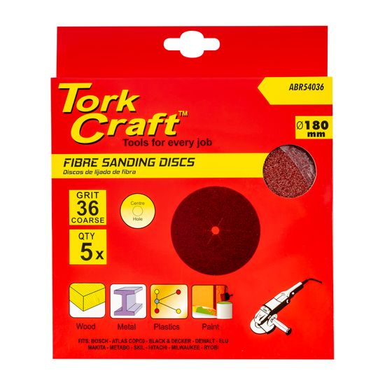 Fibre Disc 180mm 36 Grit 5/pack