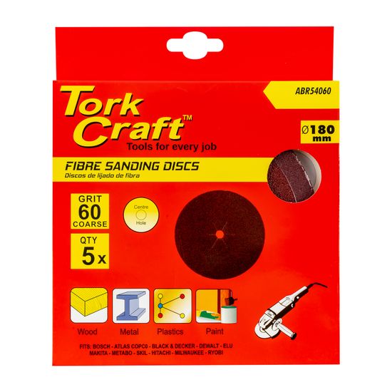 Fibre Disc 180mm 60 Grit 5/pack
