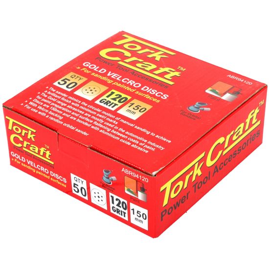 Gold Disc (50 Pieces) 120 Grit 150mm X 6+1 Holes Hook And Loop