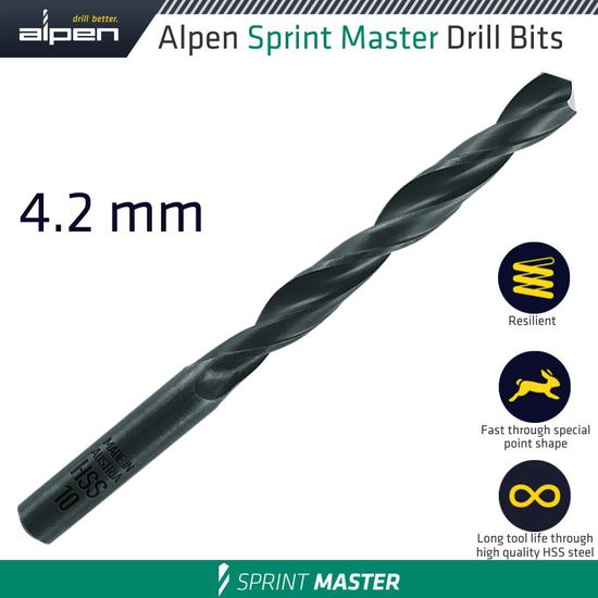Hss Sprint Master 4.2mm X1 615042 Sleeved Din338 ALPEN Drill Bit