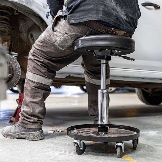 Mechanic Chair Adj. Round Seat & Tool Tray