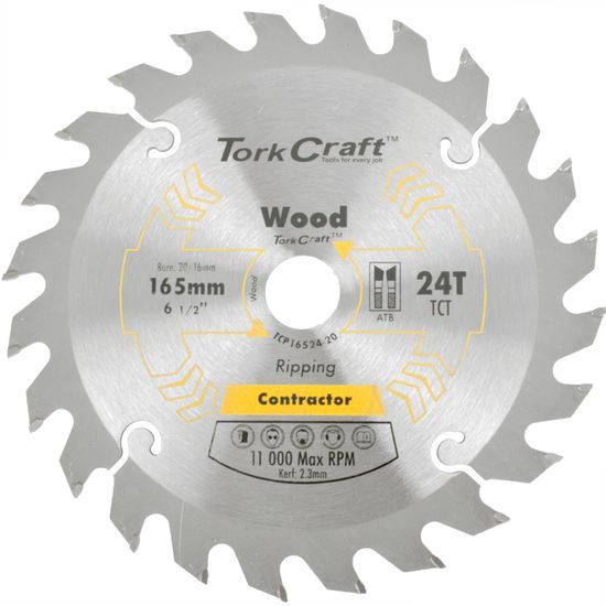 Blade Contractor 165 X 24t 20/16 Circular Saw Tct