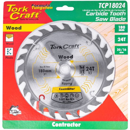 Blade Contractor 180 X 24t 20/16 Circular Saw Tct